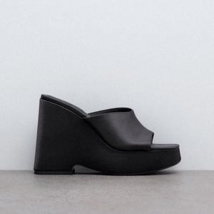 NWT Zara Versace Style Chunky Wedge Platform Block Heeled Mule Retro Y2k